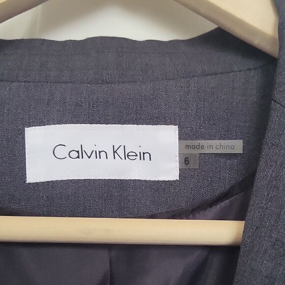 Calvin Klein Dark Grey Fitted 2 Button Blazer Size 6 - Picture 6 of 7